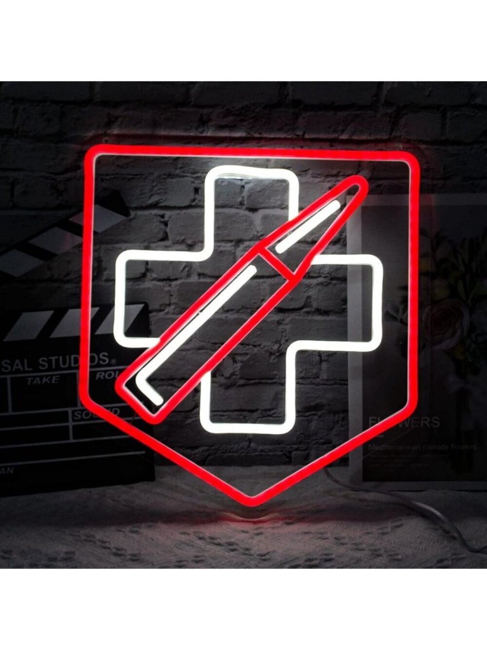 LED Gaming Neon Wall Sign - Red & White Decorative Light for Game Room, Bedroom